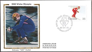 🍁Canada   #848    "DOWNHILL SKIER"      Brand New  1980  Colorano Silk Cachet - Picture 1 of 2