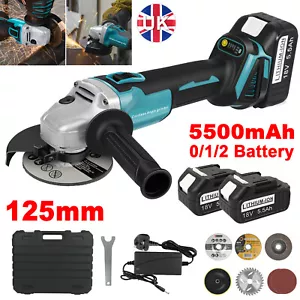 18V Cordless Angle Grinder Brushless 125mm with 5.0Ah Battery & Charger & Disc - Picture 1 of 20