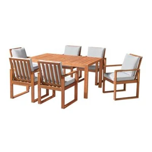 Weston Eucalyptus Wood Outdoor Dining Table with 6 Dining Chairs/Set of 7 - Picture 1 of 14