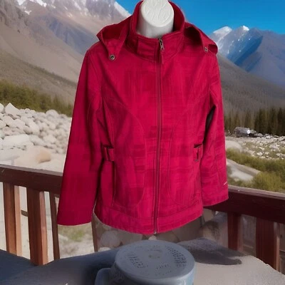 Free Country Soft Shell Fleece Lined Jacket Women’s Small Red Detachable Hood  - Image 1 of 4