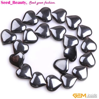 Cuentas sueltas de hematita recubiertas metálicas en forma de corazón hilo para hacer joyas 15" SD Foto 1 de 4