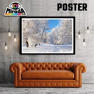 Poster Winter Schnee Schneelandschaft Bäume Skifahrer Schneeweiß - Bild 1 von 1