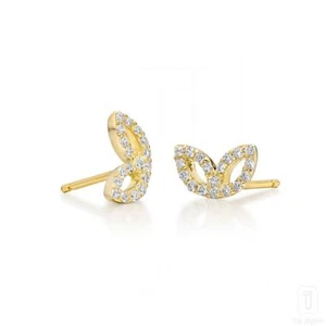 14K Gold 0.24 CT VS/F-G Diamond Beautiful Floral Studs Earrings - The Jewelz - Picture 1 of 3
