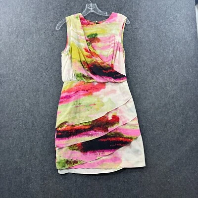 Vestido Ali Ro Anthropologie para mujer 6 multicolor capas imitación envoltura 100 % seda cremallera Foto 1 de 4