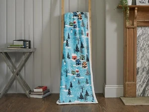Supersoft Snowy Day Weihnachten Motiv Design Überwurf in blau Sherpa Rückseite - Bild 1 von 2