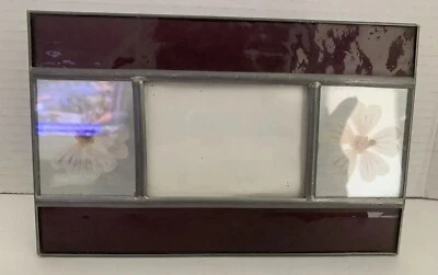 Marco de fotos de colección Carr Boston Burnes flores con plomo púrpura 2 1/2 x 3 1/2 '99 Foto 1 de 4