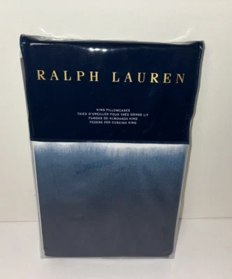 Fundas de almohada Ralph Lauren St. Jean Leanna King azul blanco algodón teñido por inmersión Foto 1 de 4