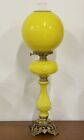 Vintage Yellow Banquet Cased Glass Parlor 3-Way Gone With The Wind Lamp 26.75?
