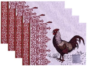 Set of 4, Colorful Rooster Printed Tapestry placemats for Dining Table, Table ma - Picture 1 of 5