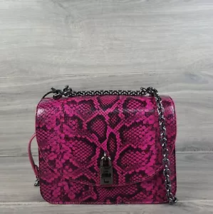 Rebecca Minkoff Crossbody Embossed Leather Love Too Handbag Dark Raspberry Pink - Picture 1 of 9