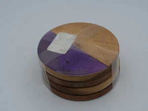 Thirstystone Coasters, Set of 4 Wood & Enamel - Picture 1 of 2