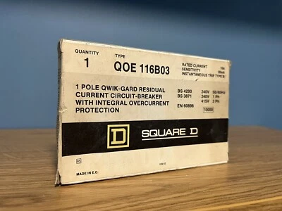 SQUARE D QOE 16amp RCBO QOE116B03 30mA 10kA QWIK-GARD NEW!! - Image 1 of 4