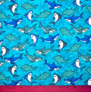 Tela de tiburón - MEDIA YARDA - 100% algodón - Relleno de costura azul océano turquesa - Imagen 1 de 1