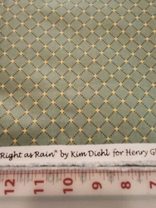 Kim Diehl RIGHT AS RAIN Fat Qtr #9846 Henry Glass GREEN, BLACK,YELLOW CHECKS - Picture 1 of 6
