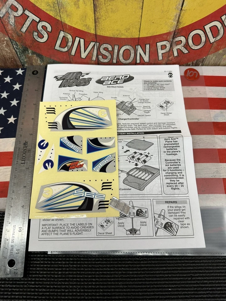 Air Hogs Aero Ace RC Plane: DECALS and MANUAL NEW USA SHIP - Image 1 of 4