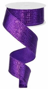 Cinta púrpura metálica, Mardi Gras, Pascua, cinta con cable, 1,5" de ancho X 10 yardas Ro - Imagen 1 de 1