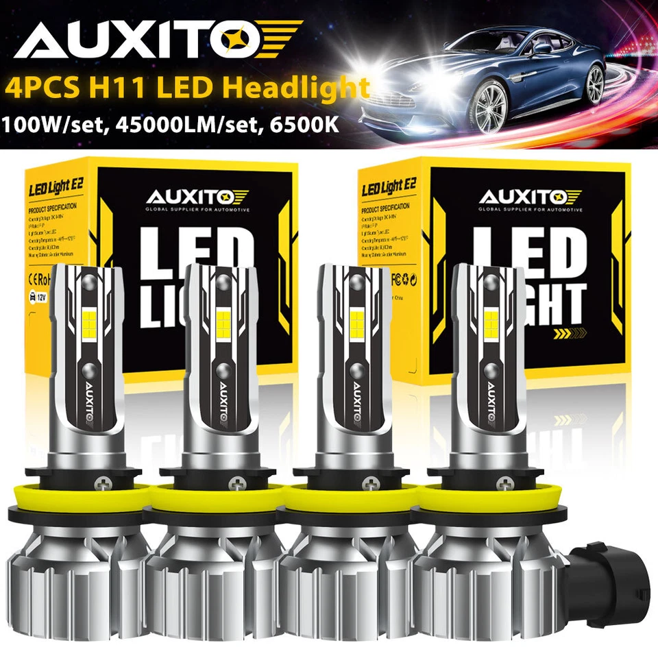 AUXITO H11 LED Headlight 6000K Low Beam Bulbs Conversion Kit Crystal White 2PCS