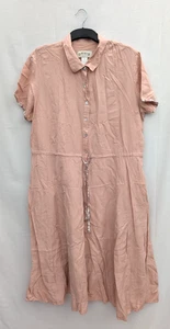 Abito Orvis donna 20 pesca seta lino tunica boho Lagenlook camicia elegante colletto - Foto 1 di 9