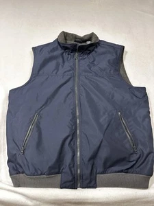 Chaps Vest Mens XL Blue Full Zip Fleece Lined Padded Zip Pockets Sleeveless Golf - Picture 1 of 9