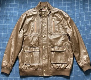 MENS BROWN LIFTED RESEARCH GROUP LEATHER JACKET 3XL - Picture 1 of 15