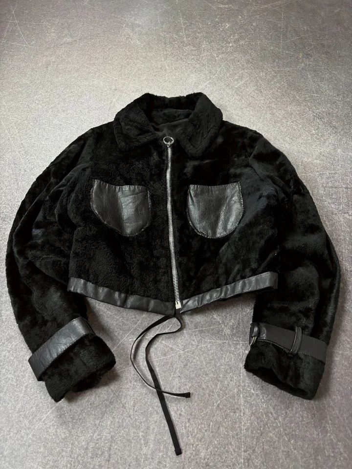 CHAQUETA MOHAIR DE PIEL ESTILO JAPONÉS VINTAGE STREETWEAR RECORTADA DE COLECCIÓN AÑOS 90 Foto 1 de 4