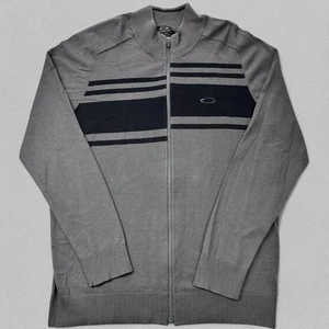 Oakley Jacket Men’s XL Gray Black Double Down Full Zip Mock Neck Knit Casual - Picture 1 of 10