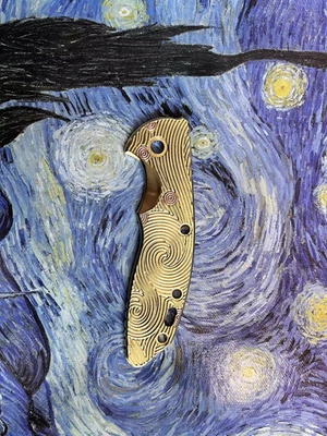 1 PC Brass & Red Copper Inlay  Handle Scale for Rick Hinderer XM18 3.5” - Image 1 of 2