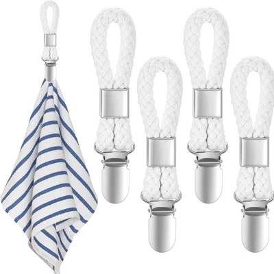 Handtuch clips Set 4 Stück zum Aufhängen Handtuchklammern mit Schlaufen   für... - Bild 1 von 2