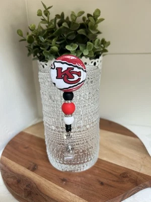 Kansas City Chiefs Rhinestone beads Retractable ID Name Badge Holder Reel Nurse - Image 1 of 2