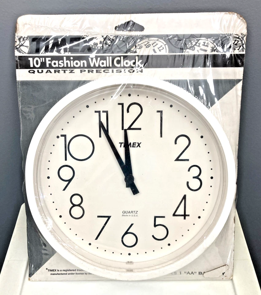 Reloj de Pared Timex Vintage Cuarzo Precisión, Moda 10” Blanco Nuevo de Lote Antiguo Sellado - LEER Foto 1 de 4