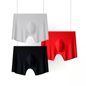 New Seamless Men Ice silk Underwear Boxer Briefs Shorts Bulge Pouch Underpants - Picture 1 of 16