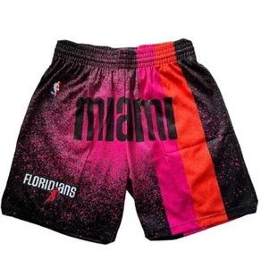 Mitchell & Ness Basketball Shorts SZ L Miami Heat Floridians NBA Swingman Pink - Picture 1 of 6