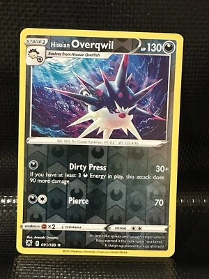 Hisuian Overqwil 091/189 Swsh10: Astral Radiance Reverse Holo - Image 1 of 2