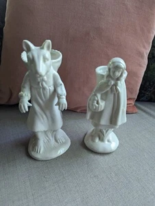 imm Living White Ceramic Candle Holder Little Red Riding hood & The Big Bad Wolf - Picture 1 of 8