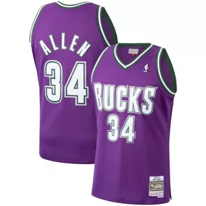 Milwaukee Bucks Ray Allen #34 Mitchell & Ness Purple 2000/01 NBA Swingman Jersey - Picture 1 of 4