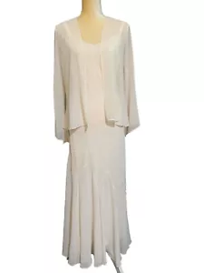 Splendido abito formale con perline e giacca trasparente 4P avorio stile sirena Xscape nuovo con etichette - Foto 1 di 8