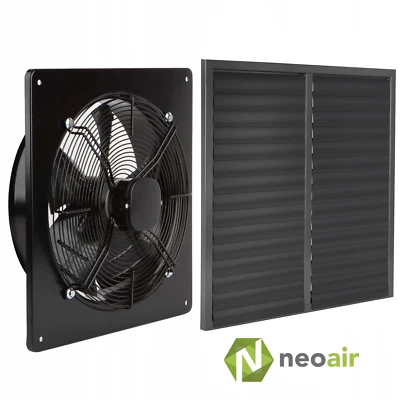 NEOAIR Axial Industrie Ventilator für Zuluft Abluft Wandlüfter 200MM + Lüftungsgitter