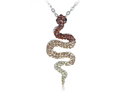 Nuevo Topacio Amarillo Melocotón Amarillo Gradiente Cristal Estrás Serpiente Collar Colgante Foto 1 de 4