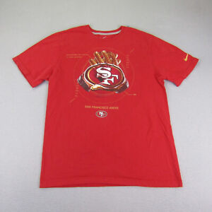 San Francisco 49ers Shirt Mens Large Red Nike Short Sleeve Gloves NFL Football