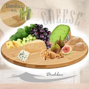 XL Drehteller Drehplatte Servierplatte drehbar Drehbrett Käseplatte Bambus Holz - Bild 1 von 7