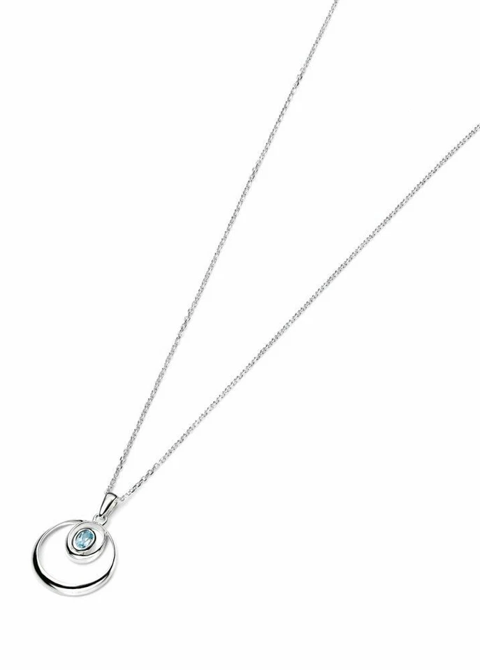 Topazio Blu Ciondolo E Orecchini Set Argento Sterling Massiccio 45.7cm Catena - Immagine 1 di 4