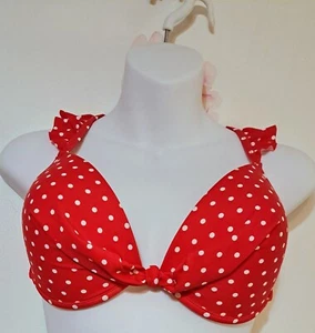 CW California Waves Ladies Red Polka Dot Swimsuit Top. Size D/DD - Picture 1 of 2