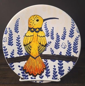 Replacement- Pier 1 Yellow Tropical Bird Decorative Plate W/Leaf Background 8" - Picture 1 of 5