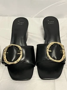 a New Day Womens Diana Buckle Mule Heels Black - Picture 1 of 10