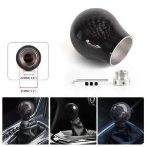 Carbon Fiber Color Manual Car Gear Stick Shift Knob Shifter Lever Head Aluminum - Picture 1 of 6