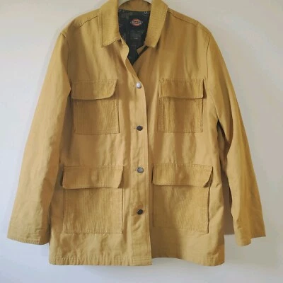 DICKIES Womens Reworked Chore Coat Cotton Denim Corduroy Pockets Gold Size L  - Image 1 of 4