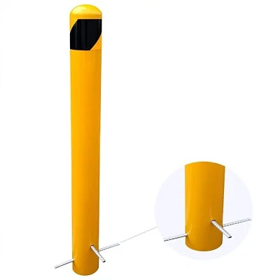 46" Pour in Place Steel Bollard Post, 4-1/2" OD Safety Bollard Yellow Powder ... - Image 1 of 4