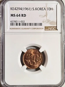 South Korea 10 Hwan 1961 NGC MS 64 RD - Picture 1 of 2