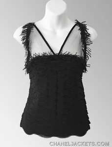 $3,620 CHANEL 11P Scalloped Fringe Bead Trim Knit  TOP * FR 36 /US 2  * EUC - Picture 1 of 13