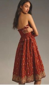 Anthropologie Plenty Tracy Reese Midi Dress Cotton Strapless Smocked Medium NWT - Picture 1 of 12